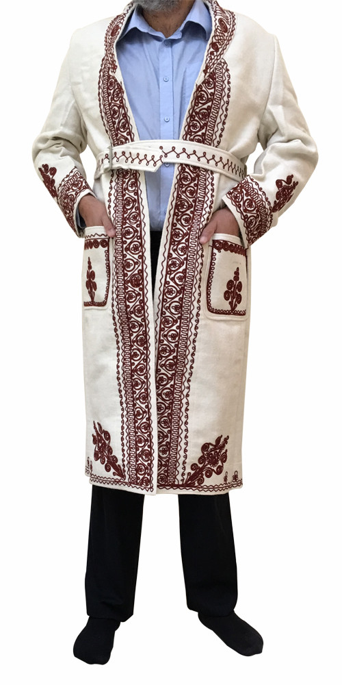 Hand Made Afghan Chitral Over Coat Winter Chugha Pakol Patu Mens White ...