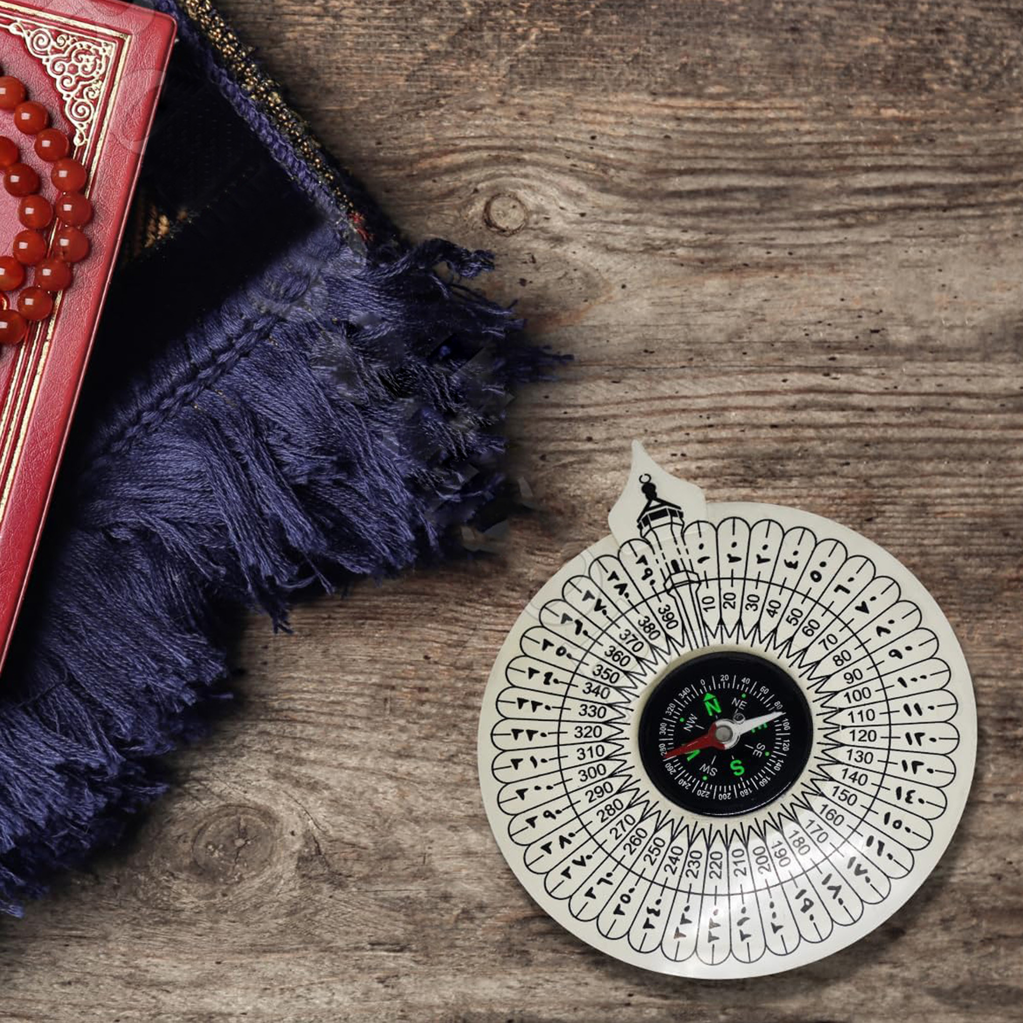 WHITE COMPASS MUSLIM QIBLA MAKKAH KAABA DIRECTION TRAVEL ISLAMIC PRAYER