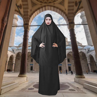 2-Piece Overhead Abaya Prayer Gown for Hajj & Umrah Ladies Womens Girls Jilbab Burka Dress