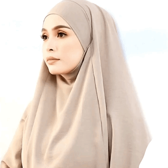Women's 2-in-1 French Khimar with Integrated Niqab, Long Modest Hijab