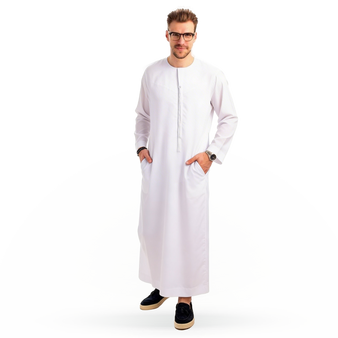 White UAE Thobes Thobe Jubba Mens Ramadan Eid Umrah Hajj Gift Islamic Costume Clothing