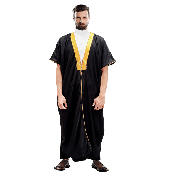 Black TEENAGER Arab Bisht Coat Wedding Ramadan Eid Hajj Imam One Size