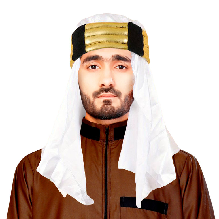 Desert Dress Adult LARGE GOLD IGAL Luxury Fabric with White Scarf Shephard Male arab Egal King Faisal Rare boys Eid Ramadan Raya Shemagh New