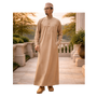 Adult SAUDI Thobe for Men Like Cotton Quality Round Neck Kaftan Long Sleeves