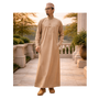 Adult SAUDI Thobe for Men Like Cotton Quality Round Neck Kaftan Long Sleeves