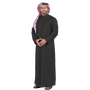 Saudi Black Long Arabic Thobe Shirt for Men with Long Sleeves