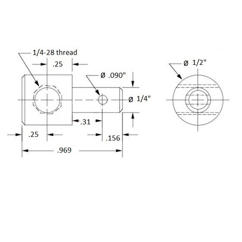 Pivot, 1/4-28 thread, 1/4" stud, .968" high