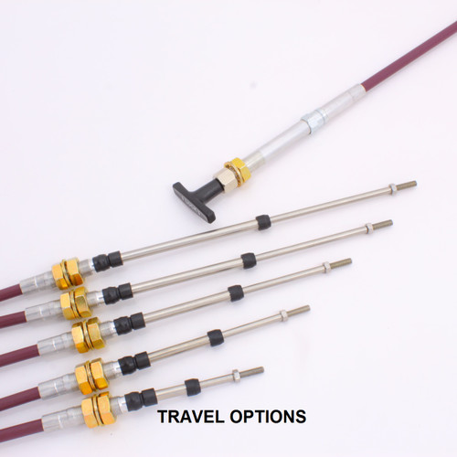 Twist to Lock Throttle Cable, M6x1.0 Threaded Rod, Bulkhead Hub (choose travel option)