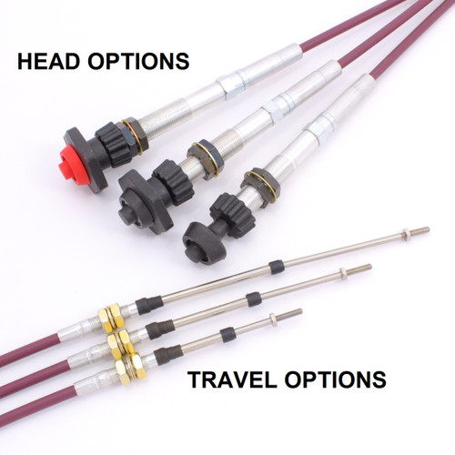 Vernier Throttle Cable, 1032 Threaded Rod, Bulkhead Hub (choose head