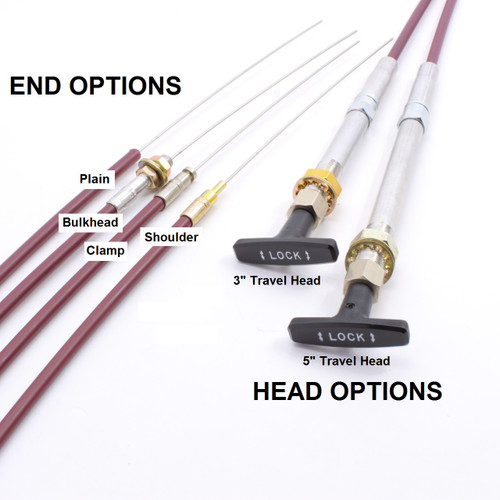 Twist to Lock Throttle Cable, .075" SS Exposed Core End, (choose end