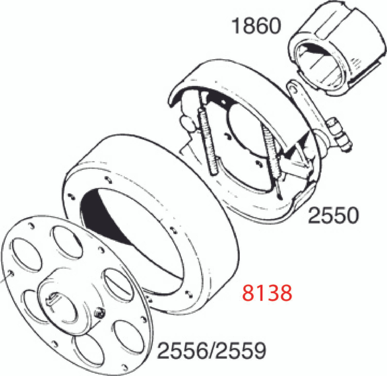 Brake Drum Only for 6" Internal Drum Brakes, Unplated