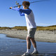 UPF 50+ long-sleeve raglan rash guard shirt fishing casting blue - white