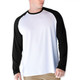 UPF 50+ long-sleeve raglan rash guard shirt Black front  view