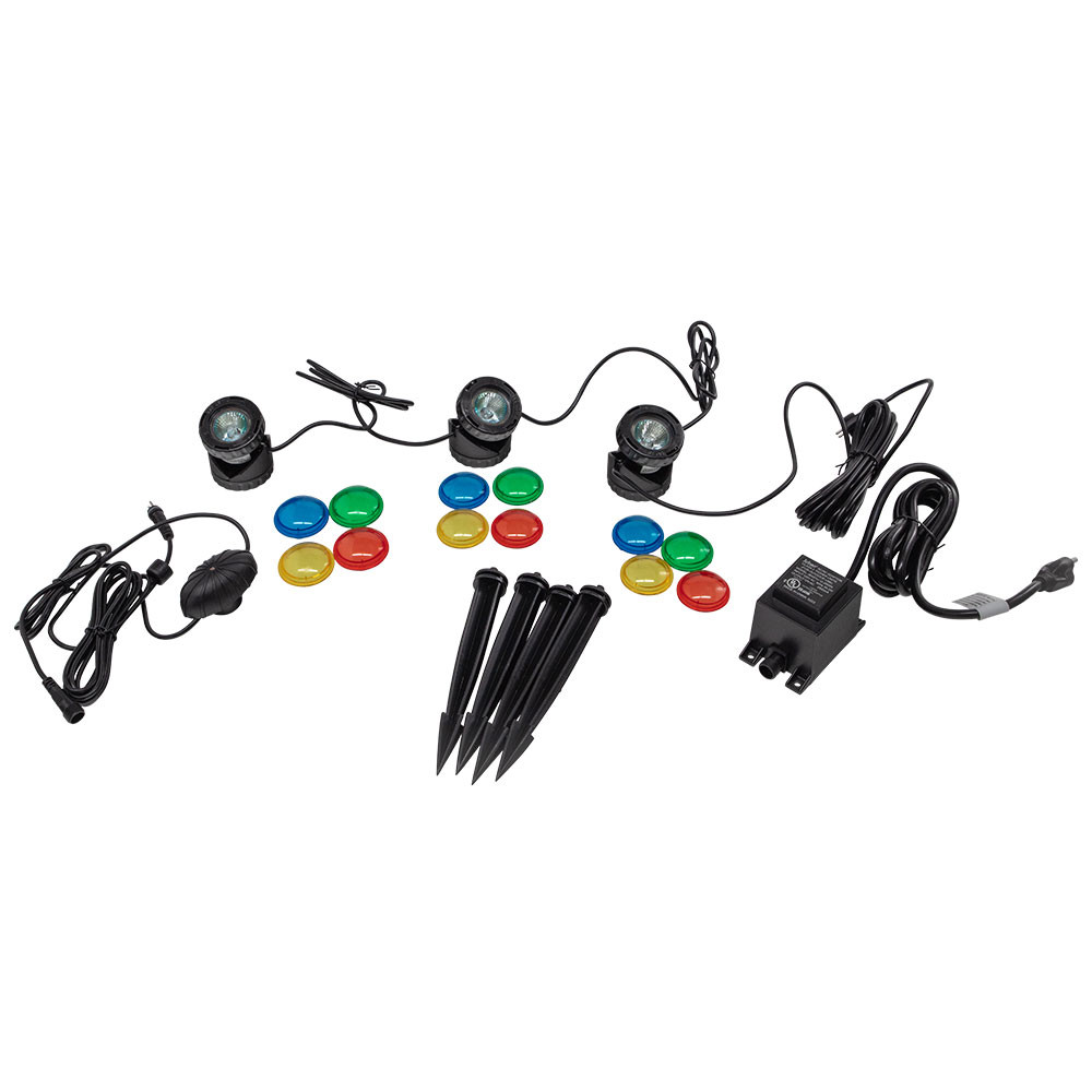 The Pond Guy HalogenMini 3-Pack Halogen Light Kit Components