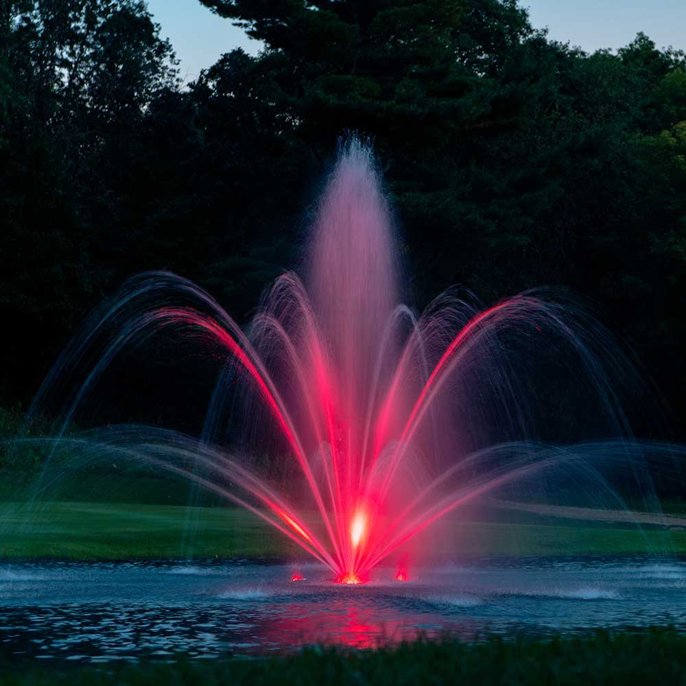 Kasco Mahogany Premium Nozzle Shown With Optional RGBW Light Kit