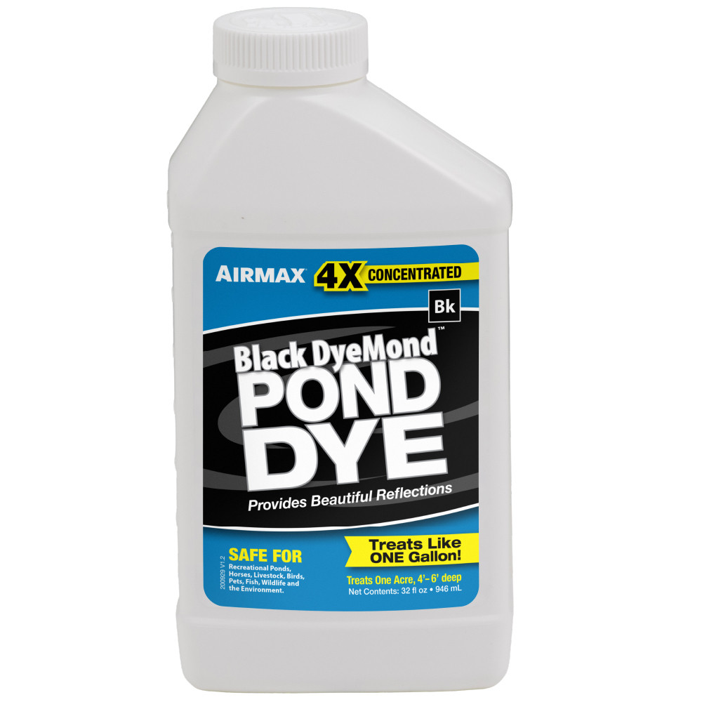 Airmax 4X Concentrated Black DyeMond Pond Dye Quart - Treats Like One Gallon.