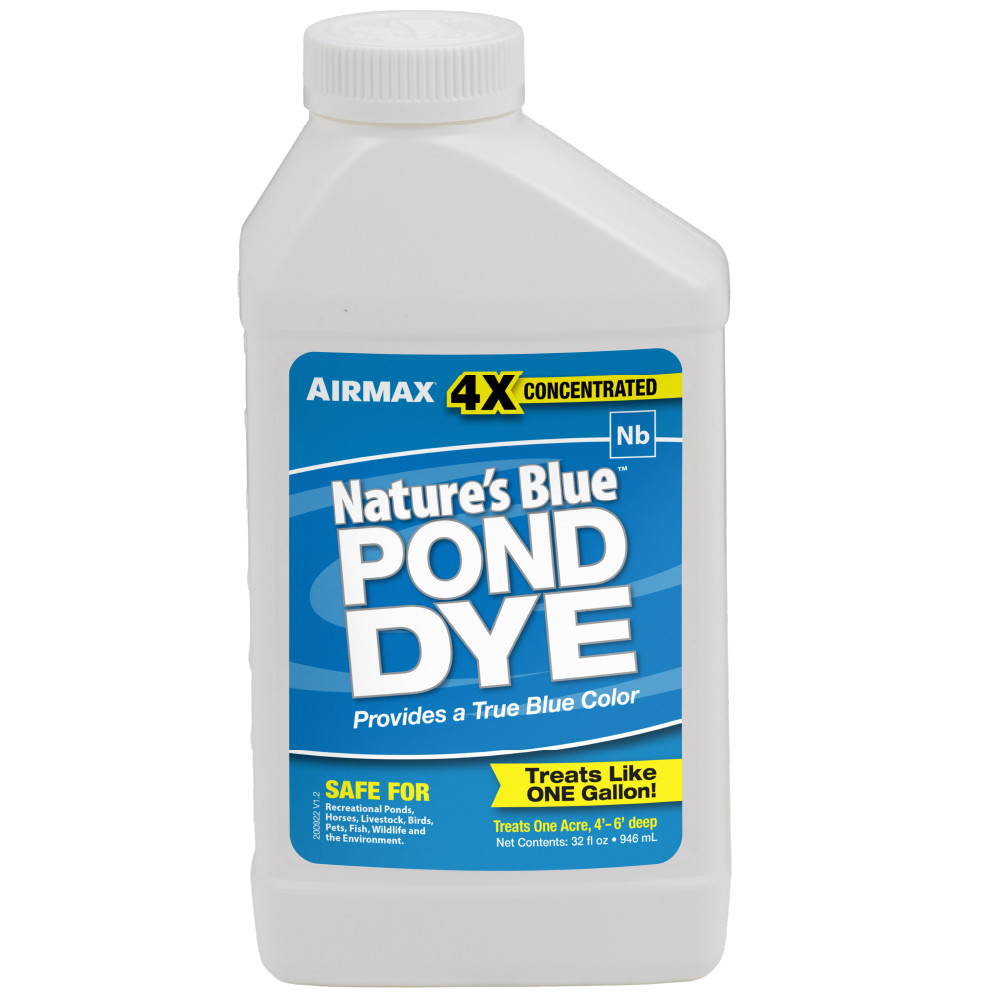 Airmax 4X Concentrated Nature’s Blue Pond Dye Quart - Treats Like One Gallon.
