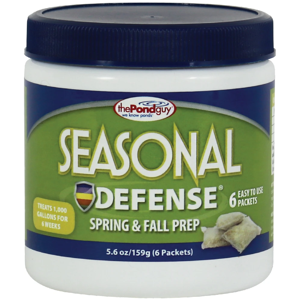 The Pond Guy Seasonal Defense Spring & Fall Prep 6-packet container with beneficial bacteria and barley straw for ponds up to 1,000 gallons.