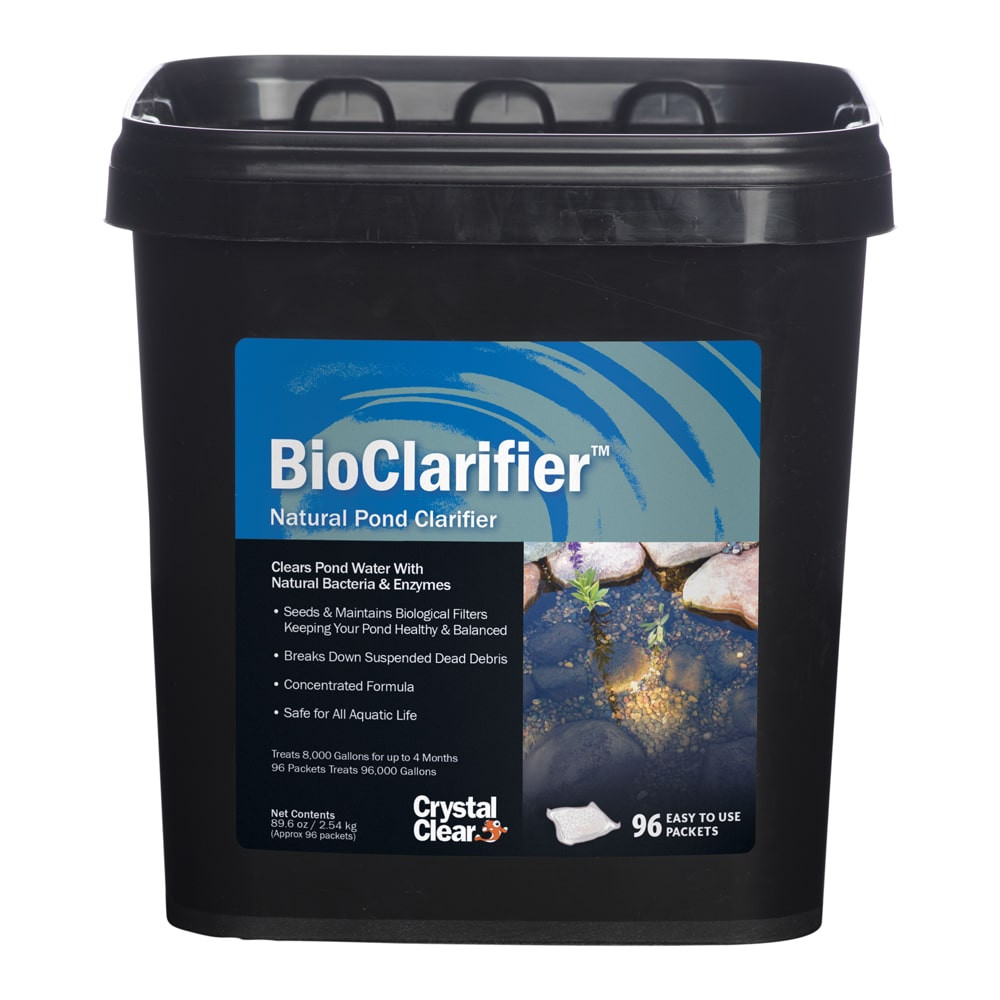CrystalClear BioClarifier 96-count pond treatment tub with water soluble packets that help clear water and maintain pond balance.