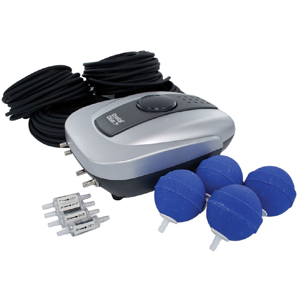CrystalClear PondAir 4 with four air stones, four aeration tubes, and four flow control valves.