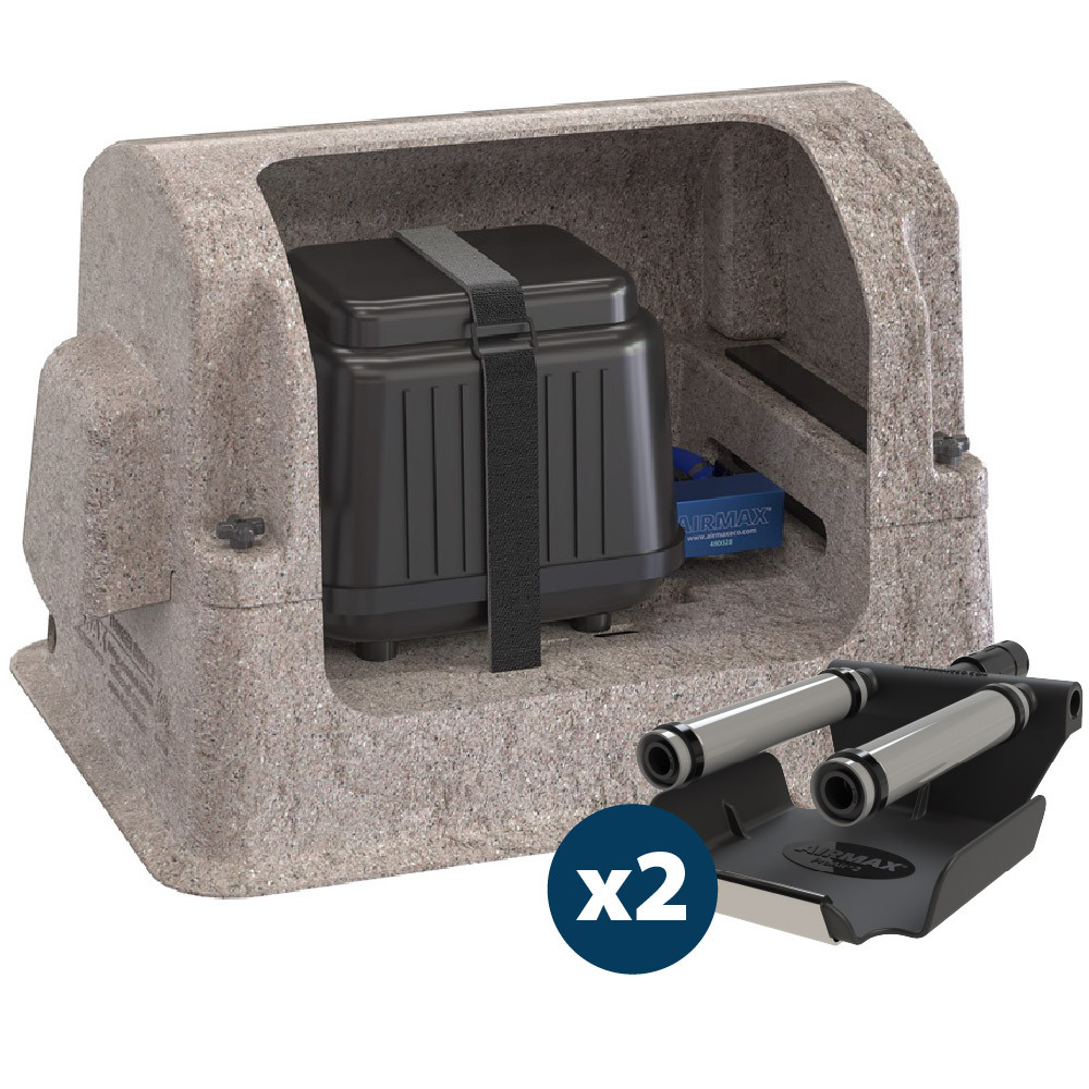 The Airmax SW20 Aerator inside the composite cabinet with a diffuser plate (x2).