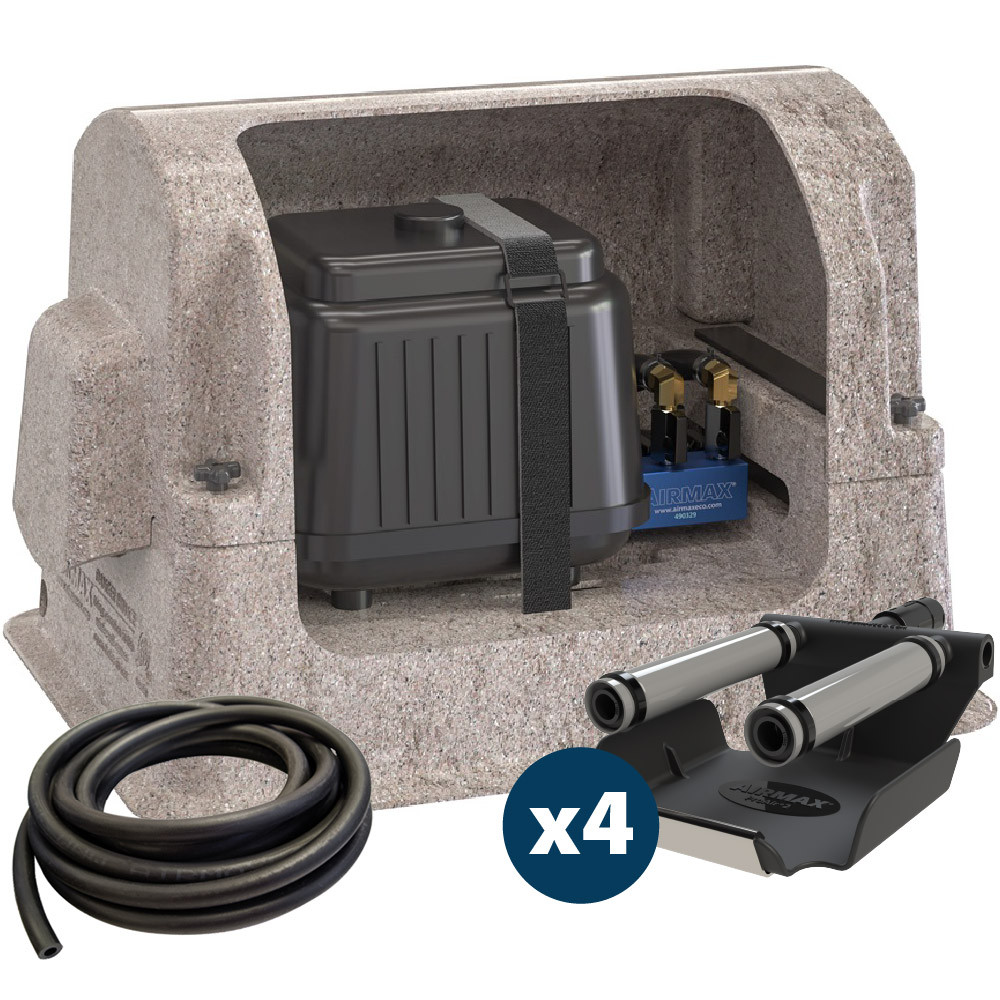The Airmax SW40 Aerator inside the composite cabinet with a diffuser plate (x4) and the optional airline.