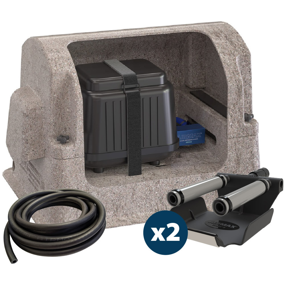 The Airmax SW20 Aerator inside the composite cabinet with a diffuser plate (x2) and the optional airline.