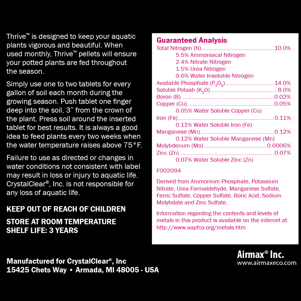 CrystalClear Thrive Back Label