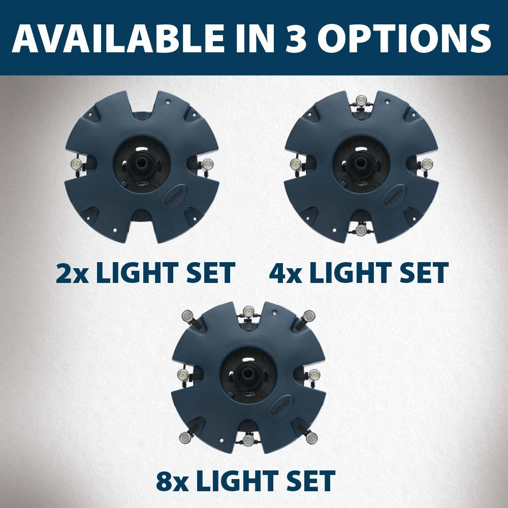 Available in three options: 2x light set, 4x light set, 8x light set.