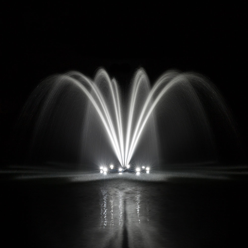 Airmax 1 HP PondSeries Fountain - Single Arch Nozzle at Night - Fountain Not Included