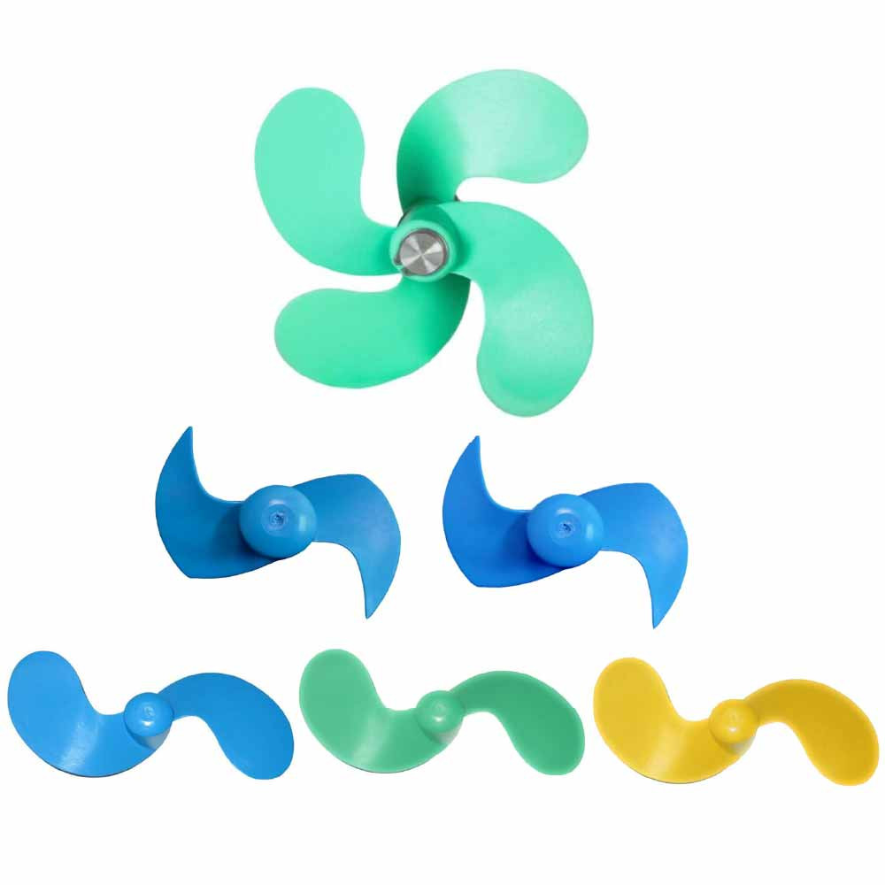 Six Power House replacement propellers of varying sizes, lined up like a pyramid on a white background.