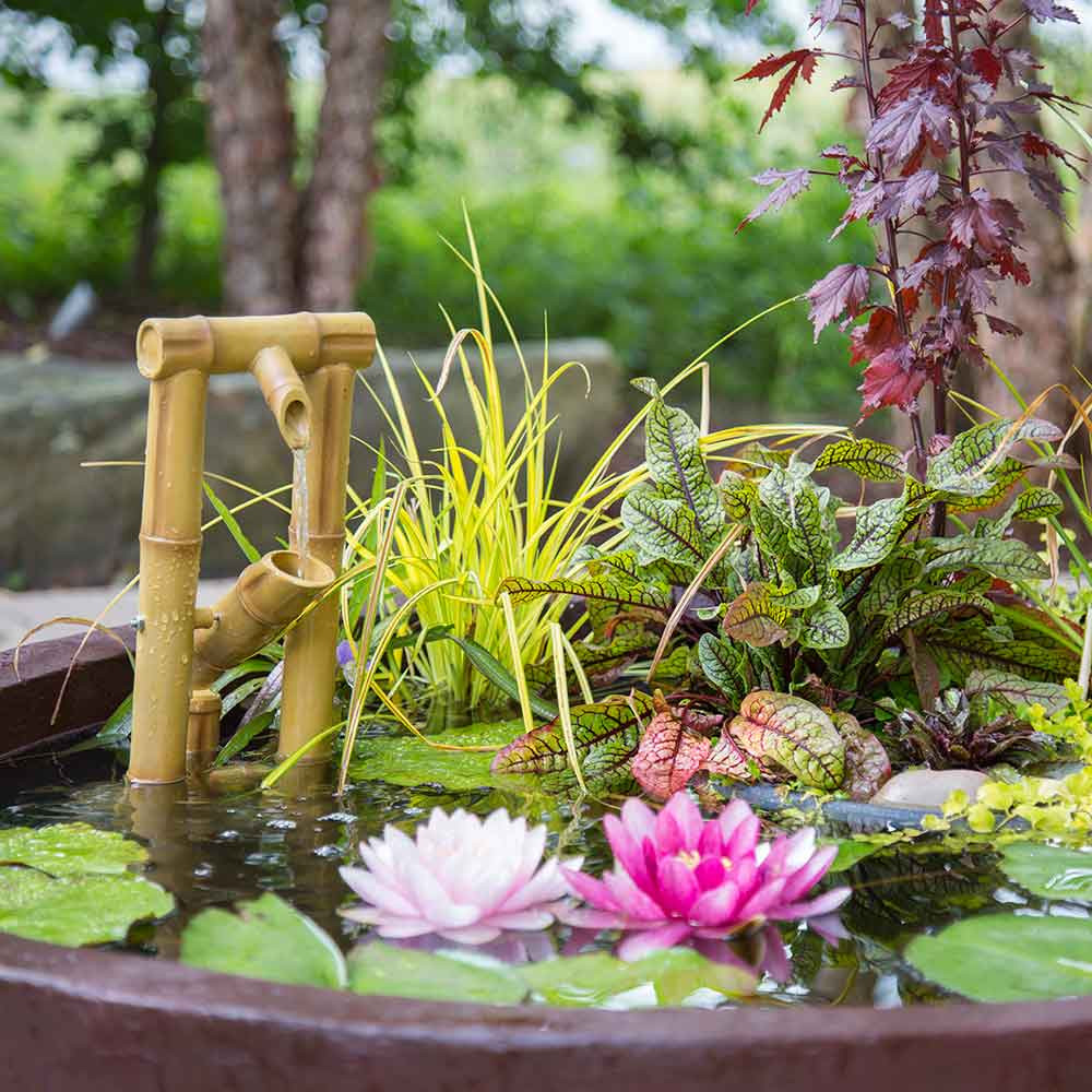 Aquascape Deer Scarer Bamboo Fountain - In Patio Container Garden