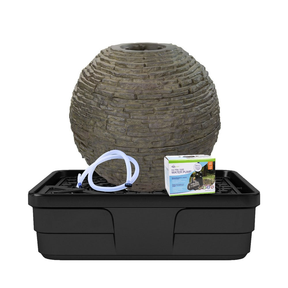 Aquascape Medium Stacked Slate Sphere Landscape Fountain Kit