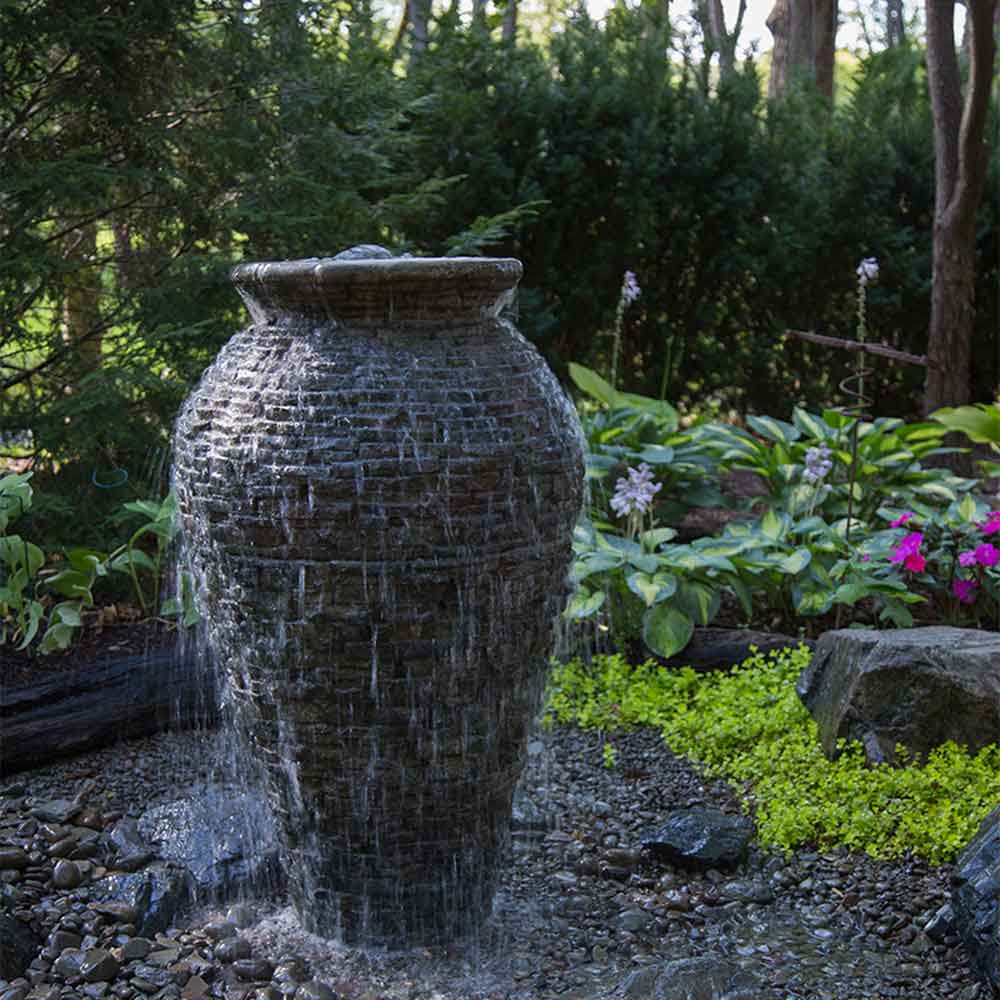 Aquascape Stacked Slate Urn - Installed With Separate Pump