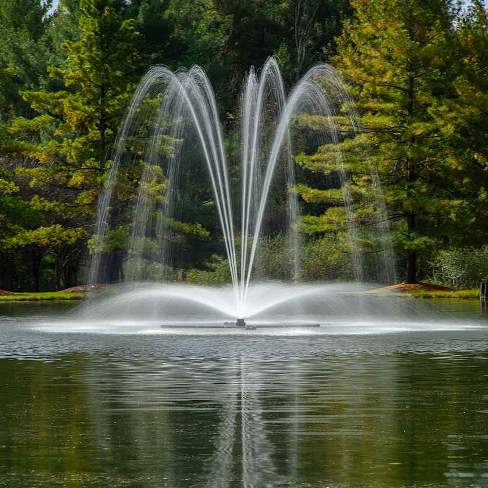 Airmax Blossom Spray Pattern Nozzle Shown on LakeSeries 5 HP Fountain - Fountain Not Included