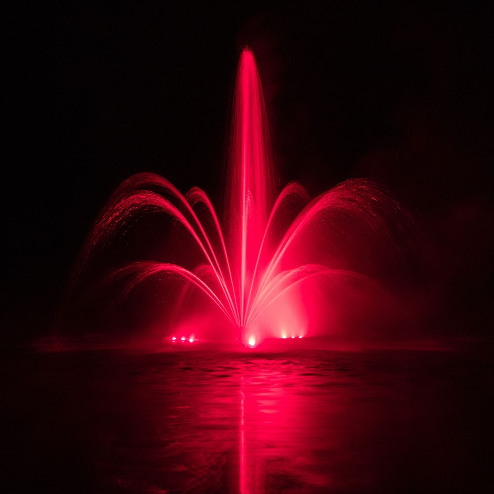 Airmax Double Arch & Geyser Spray Pattern Nozzle Shown on LakeSeries 3 HP Fountain With Lights - Fountain & Lights Not Included