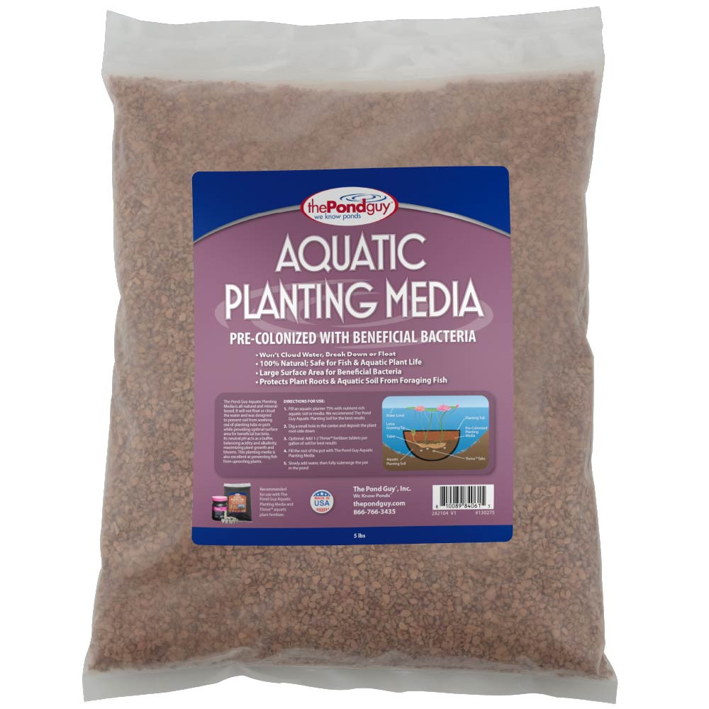 Single bag of The Pond Guy Aquatic Planting Media, a natural gravel planting media pre-colonized with beneficial bacteria for aquatic plants.