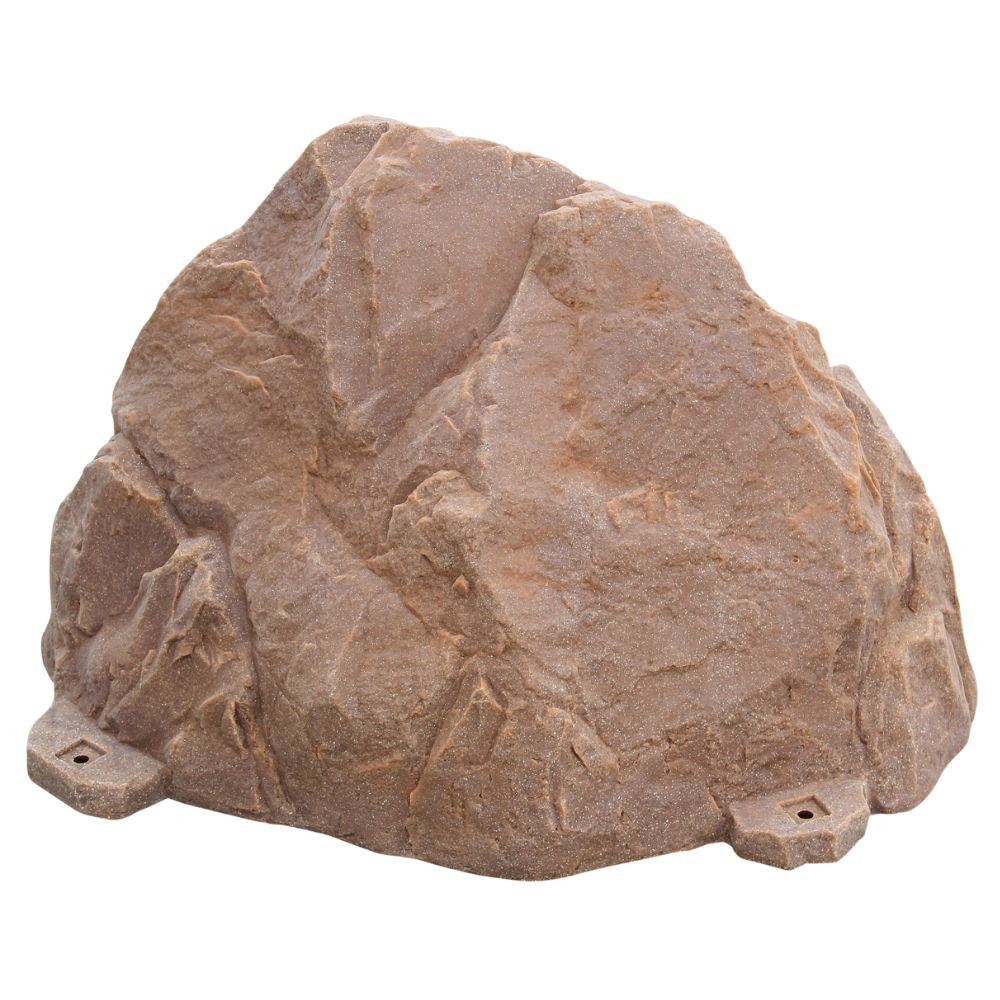 DekoRRa Model 109 decorative rock enclosure in Autumn Bluff, featuring a natural stone texture for covering utility boxes, well pipes, and backflow valves.