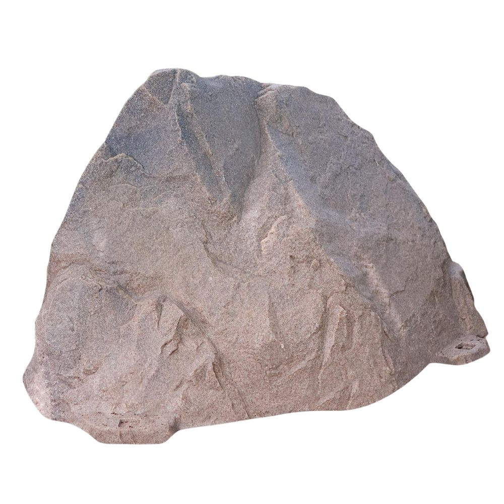 DekoRRa Model 109 faux rock cover in Riverbed Brown, designed to conceal irrigation valve boxes, well pipes, and pumps while blending into outdoor spaces.