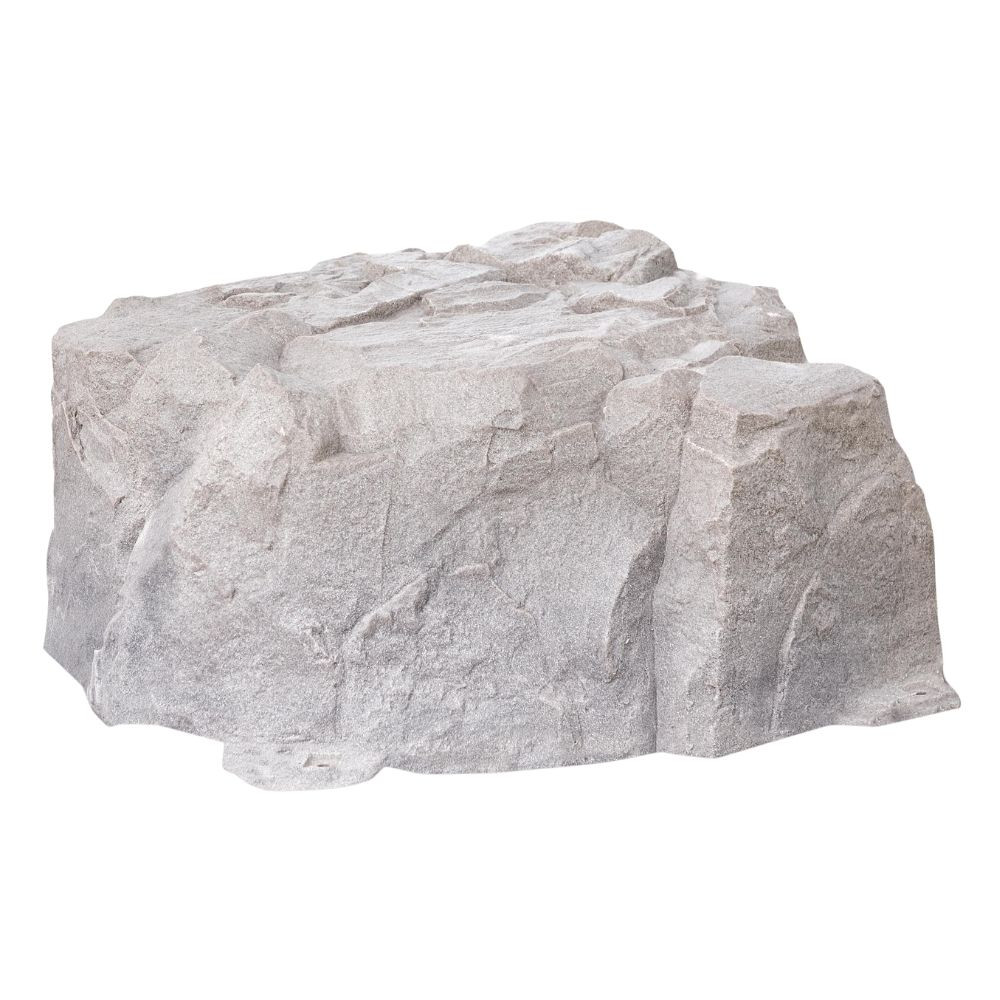 The DekoRRa Model 111 in Fieldstone color, a versatile faux rock cover for wells, septic lids, and pumps, with a neutral gray stone appearance.