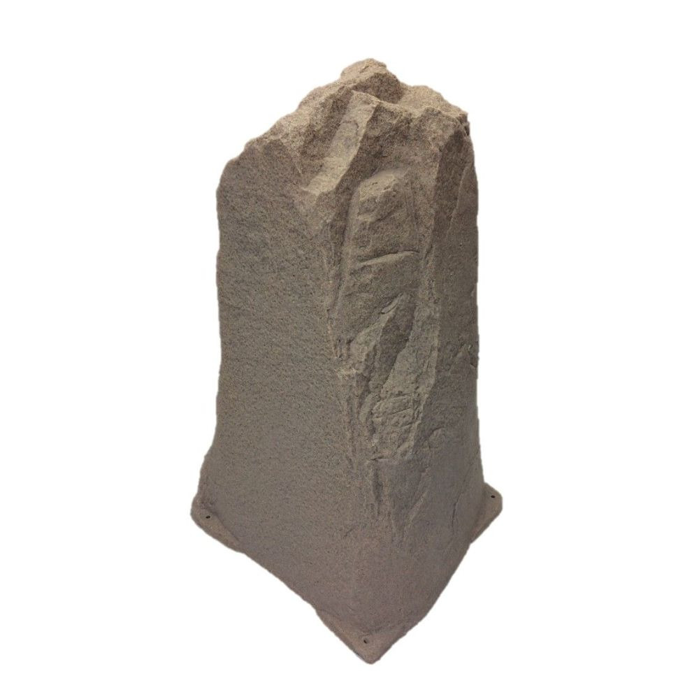 DekoRRa Model 120 faux rock cover in Riverbed color, featuring gray stone tones and rugged texture to mimic real rock formations in outdoor settings.