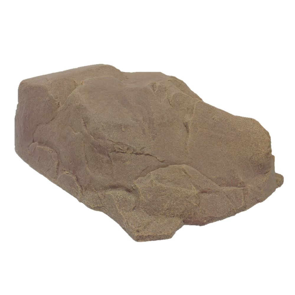 DekoRRa Model 121 faux rock cover in Autumn Bluff color, featuring rustic brown and orange tones, ideal for blending into wooded and landscaped areas.