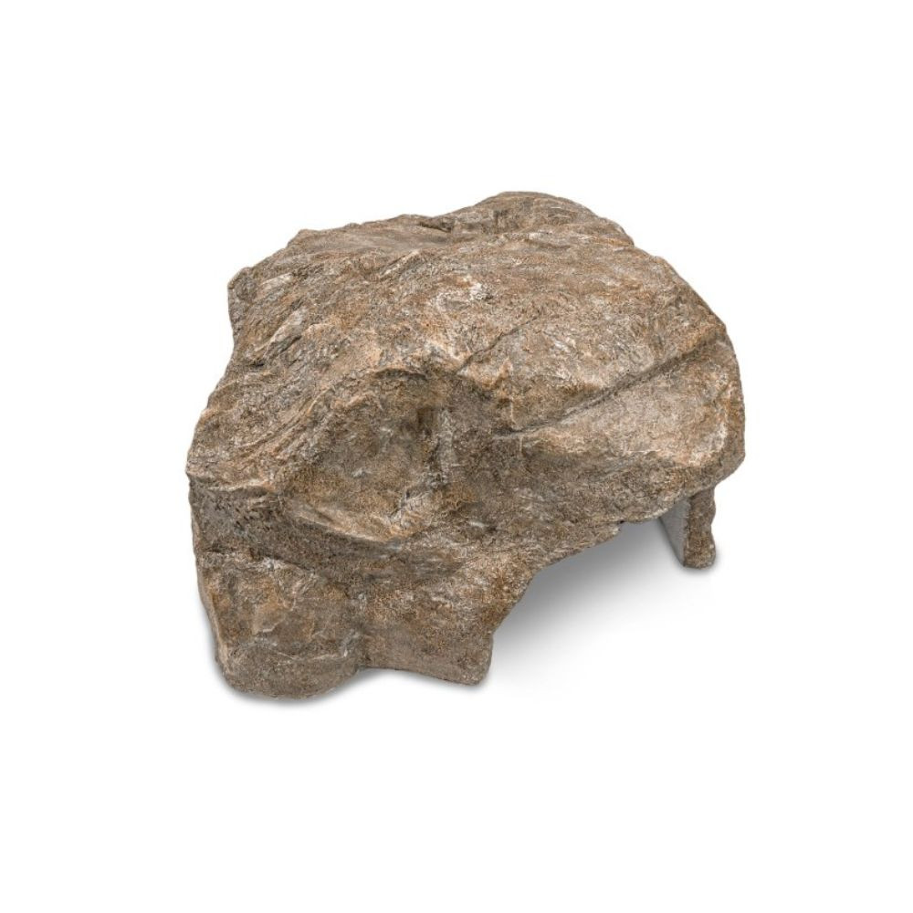 Back angle view of the small Aquascape Faux Rock Fish Cave, showing the second opening for easy fish access.