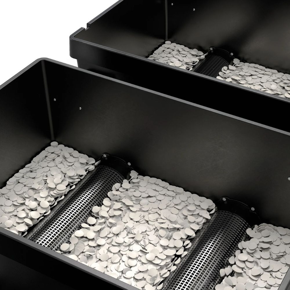 Close-up of Oase ProfiClear Premium XL Moving Bed Module filled with 60 L PondPads bio media for enhanced biological pond filtration.