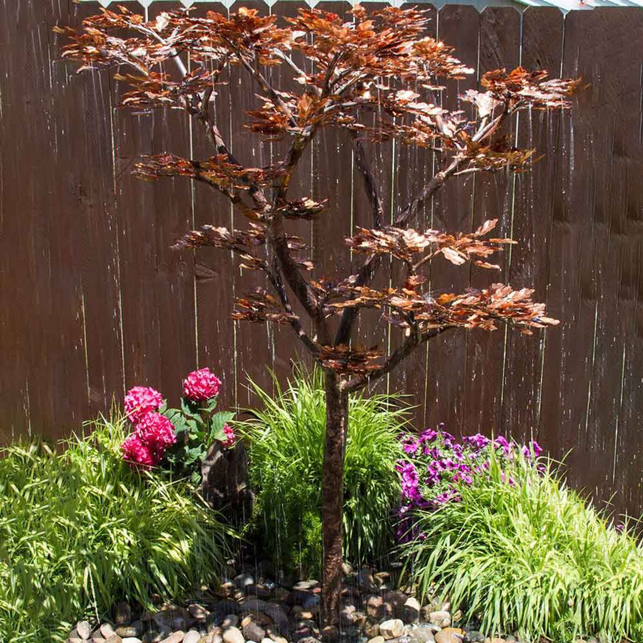 Extra Tall Maple Tree Outdoor Copper Fountain