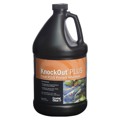 CrystalClear KnockOut PLUS liquid pond fish treatment gallon bottle for treating infections, parasites and ich in koi and goldfish ponds. View Product Image