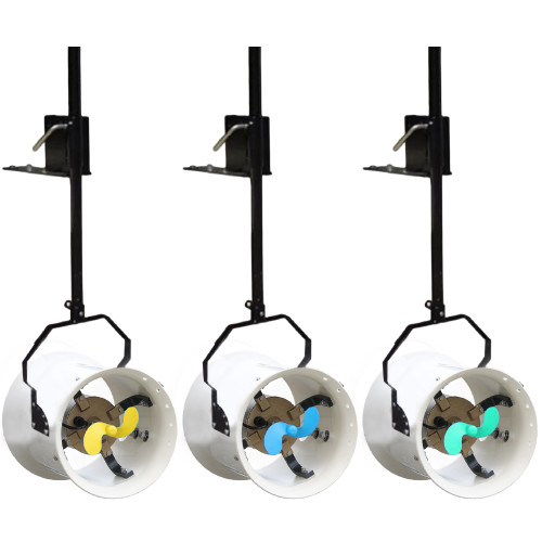 Three Power House Dock Mounts holding P500, P750 & P1000 Ice Eater models on a white background. View Product Image