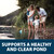 A family playing by a lake shoreline, with text: “Supports a healthy and clear pond”. View Product Image