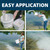 Text: “Easy Application”; Images show step-by-step: Mixing EcoBoost PRx with water in a bucket and pouring it along the shoreline where the phosphate binder disperses. View Product Image