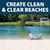 A clear-blue pond with chairs set on a sandy beach, with the top text “Create Clean & Clear Beaches”. View Product Image
